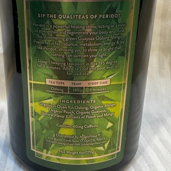 NEW! MAGIC HOUR PERIDOT OOLONG TEA IN VIOLET GLASS APOTHECARY JAR 60-75 CUPS - Picture 6 of 6